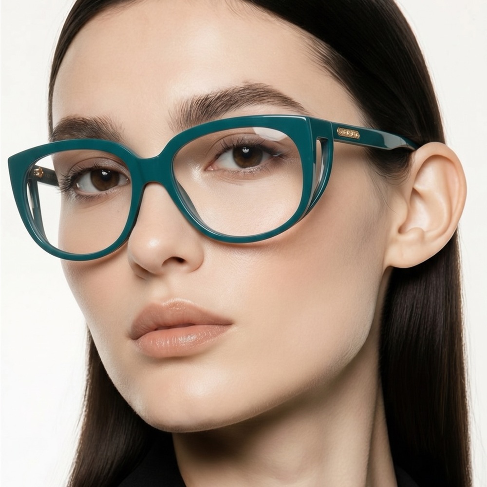New Authentic Gucci GG0470o 003 Teal Oversized Square Women's Glasses with Case